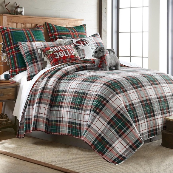 Levtex Home Spencer Plaid Green Reversible Quilt – King – New Without Tags - Picture 2 of 10